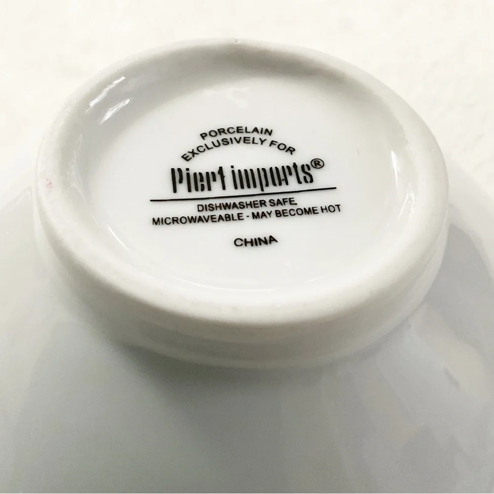 Pier 1 White Porcelain Bowl Cutout Handles Minimalist Serving 7”